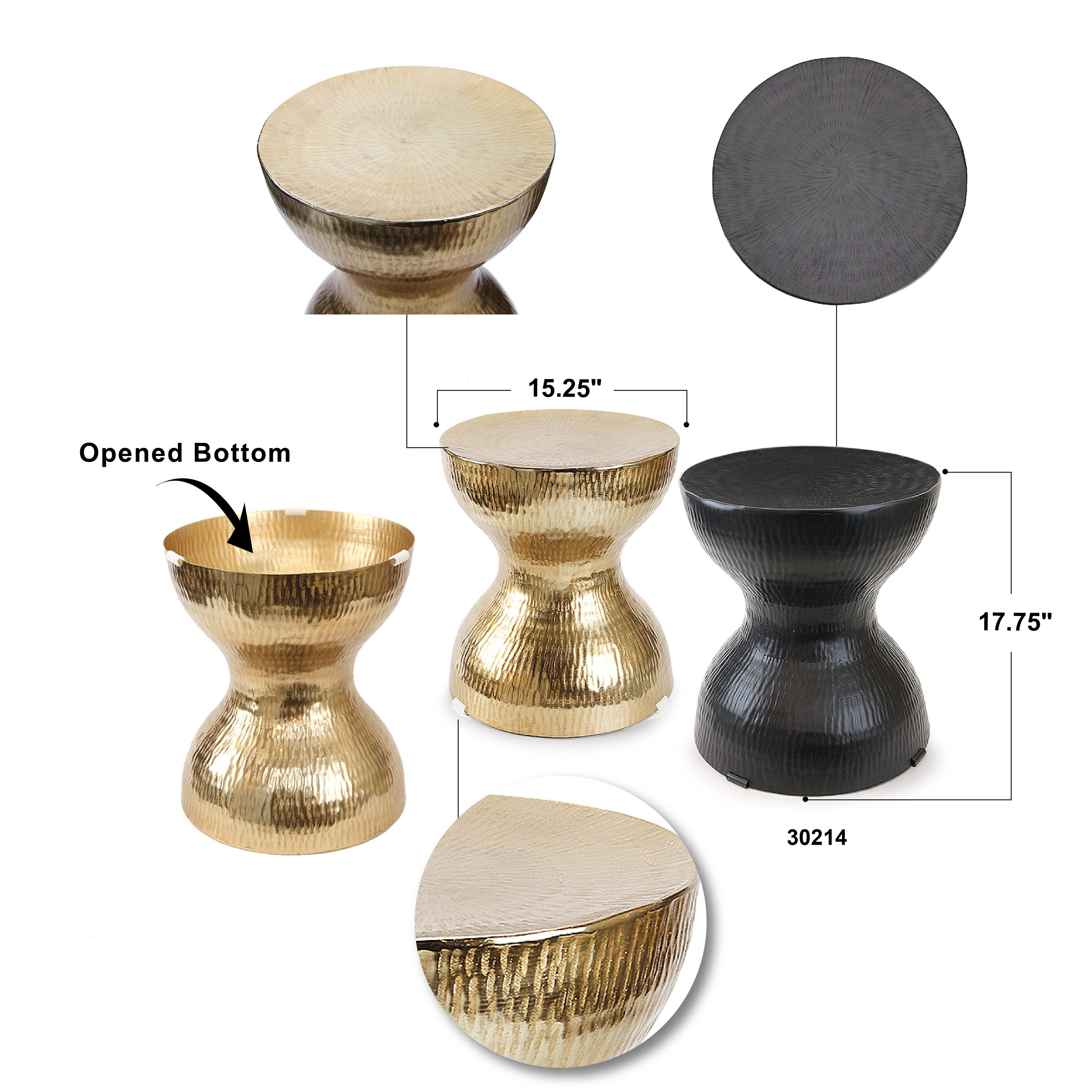 Galore Home Hammered Tavolino Alluminio Oro