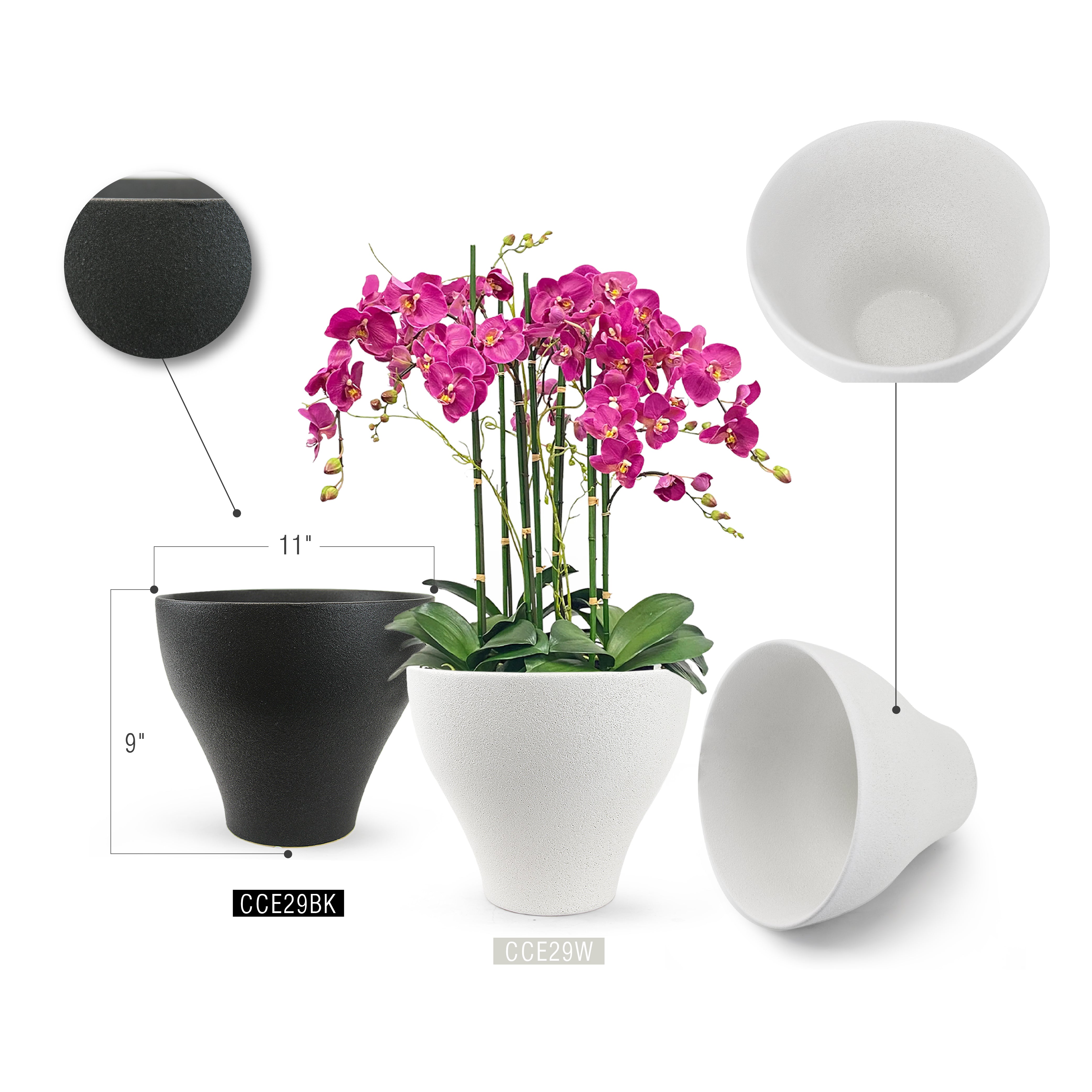 Galore Home Serenity Vaso Ceramica Nero 23 cm