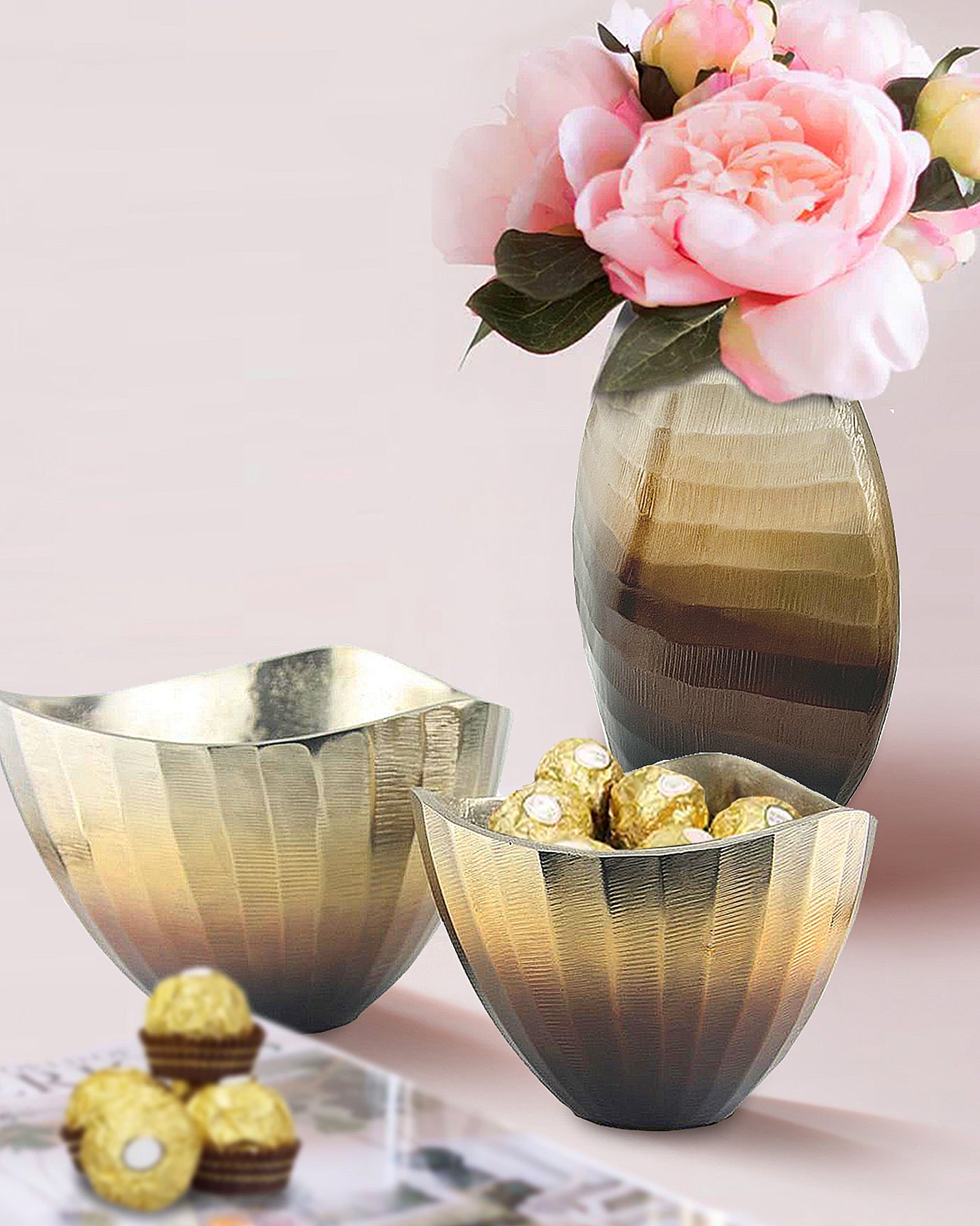 Galore Home Metal Gradient Centerpiece ciotola alluminio