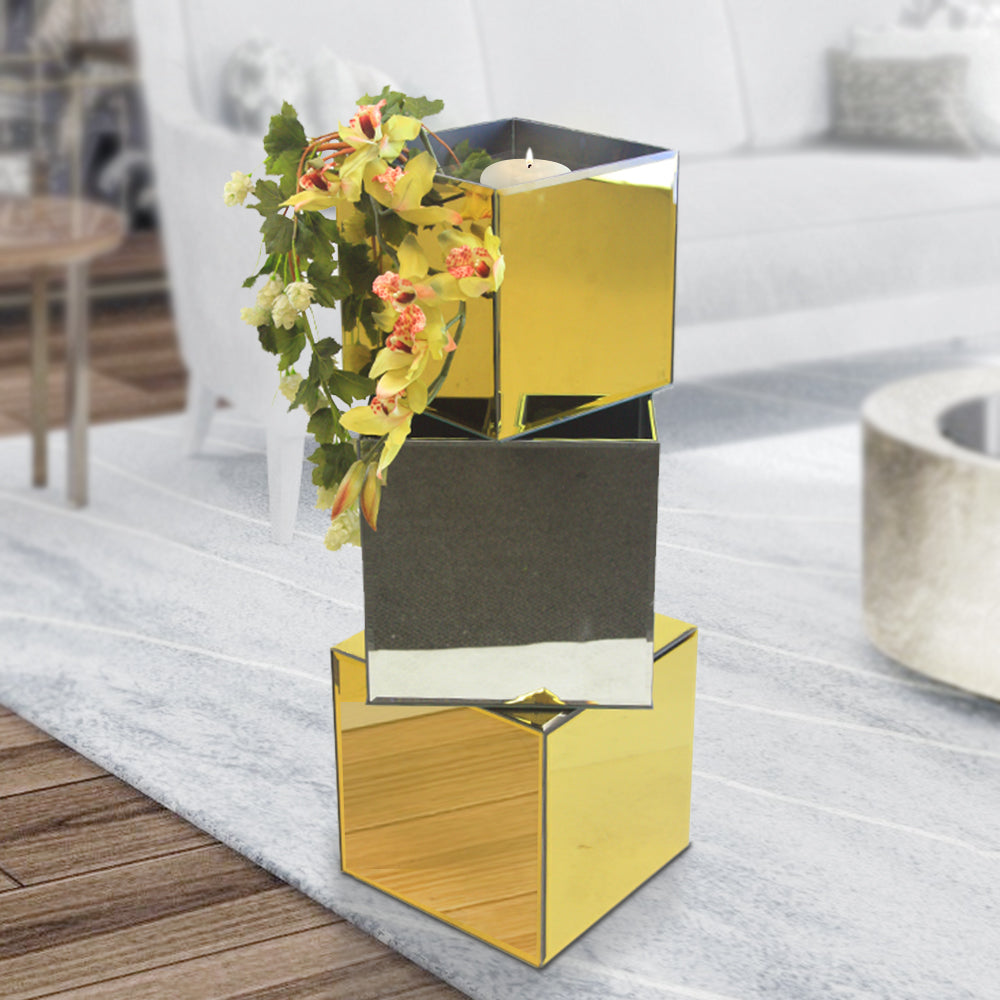 Galore Home Floral Aquarium vaso G3032 oro a specchio