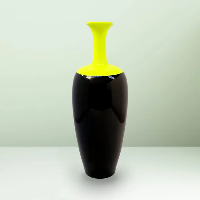 Ceramica Gatti 1928 Motor Valley MV2 vaso giallo fluo 72 cm fatto a mano