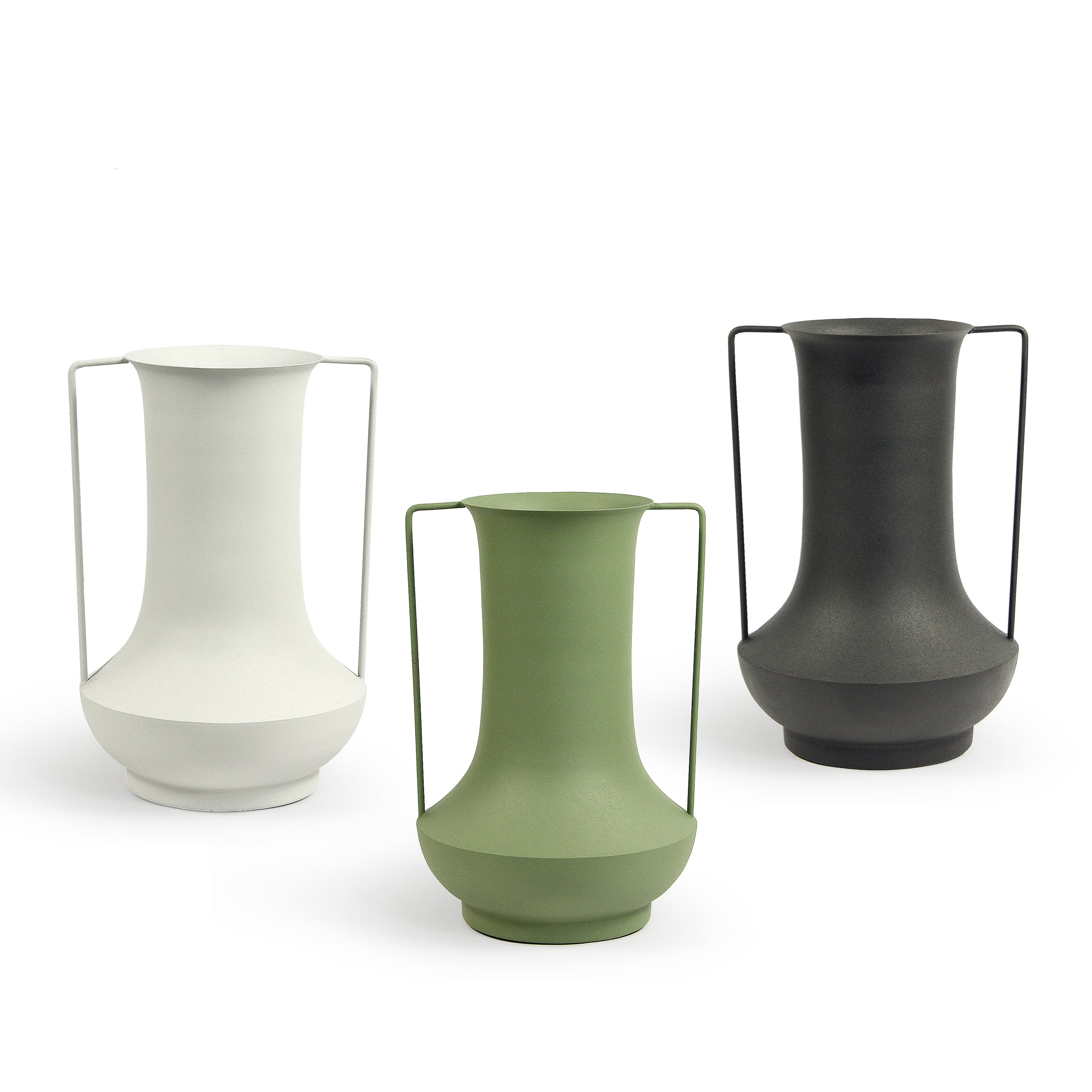 Galore Home Duo Handle Vaso Metallo Nero Opaco 40 cm