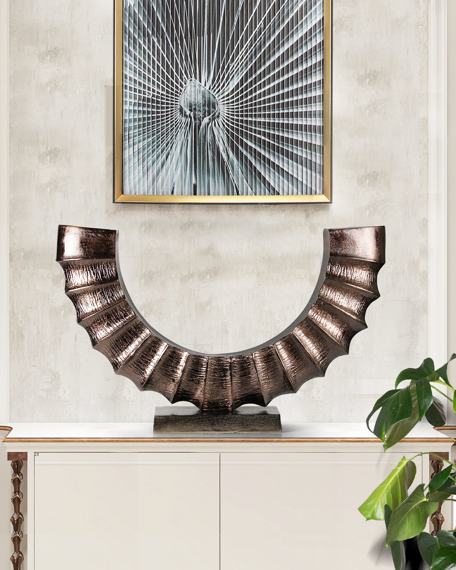 Galore Home Solstice Curve scultura da tavolo oro metallo