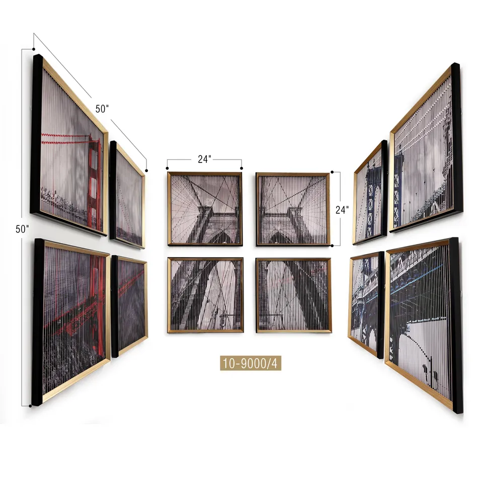 Galore Home Kinetic Set 4 Quadri Ponti Nero Oro