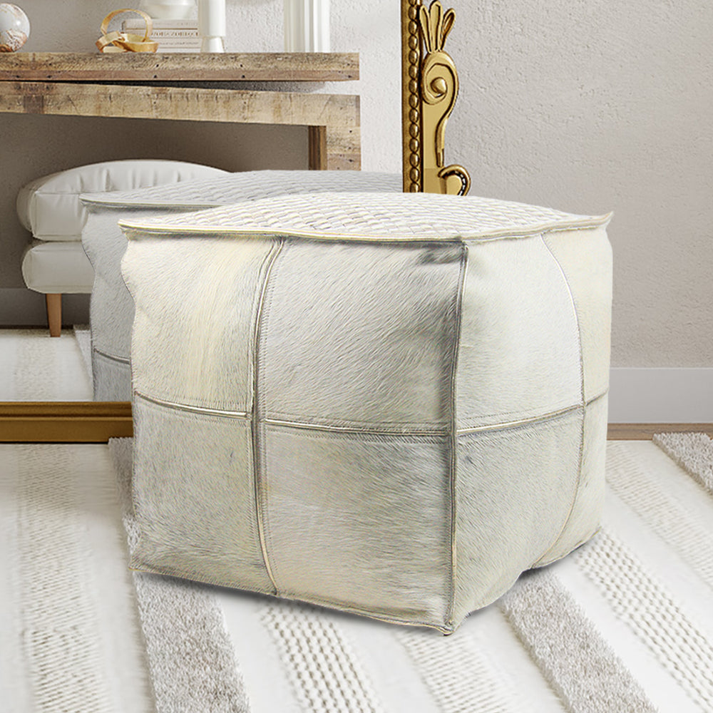 Galore Home Patchwork pouf pelle metallizzata 45 cm