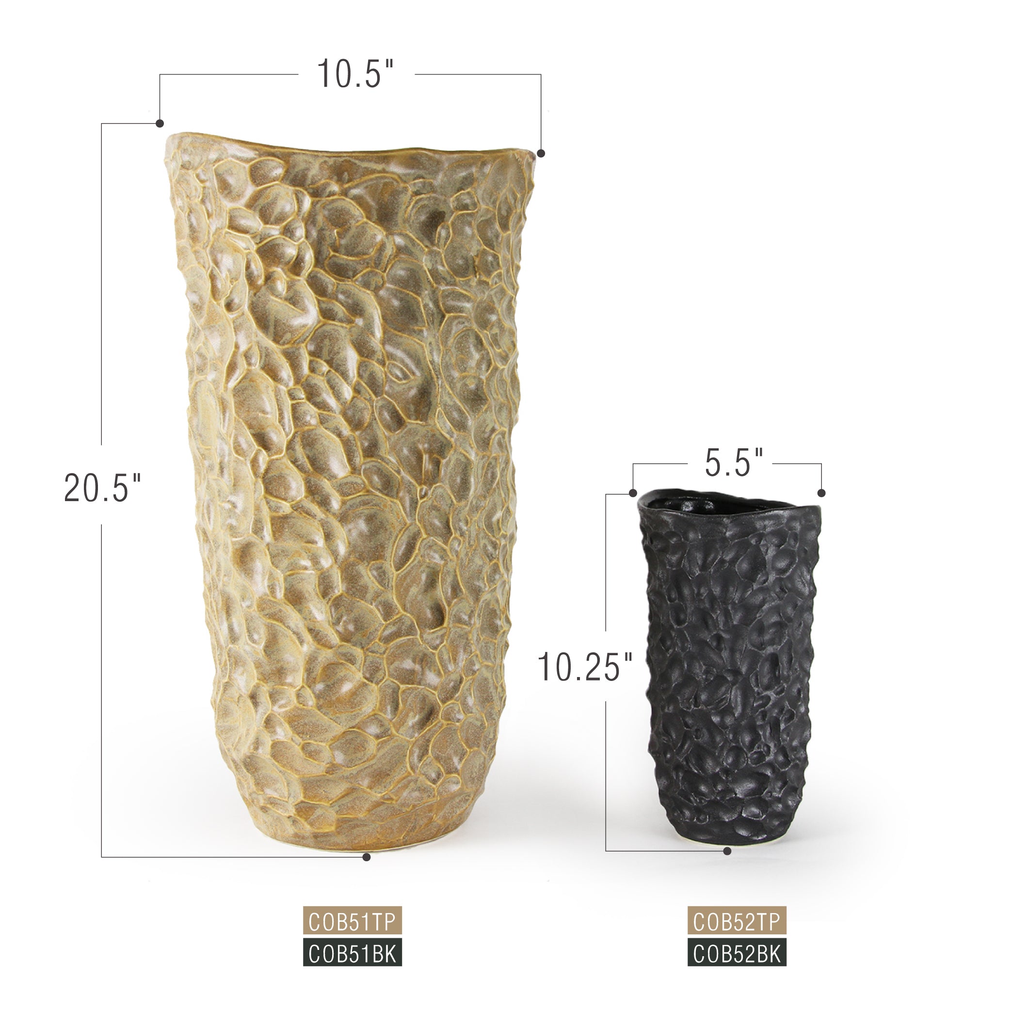 Galore Home Urbane Vaso Ceramica Nero Large Testurizzato