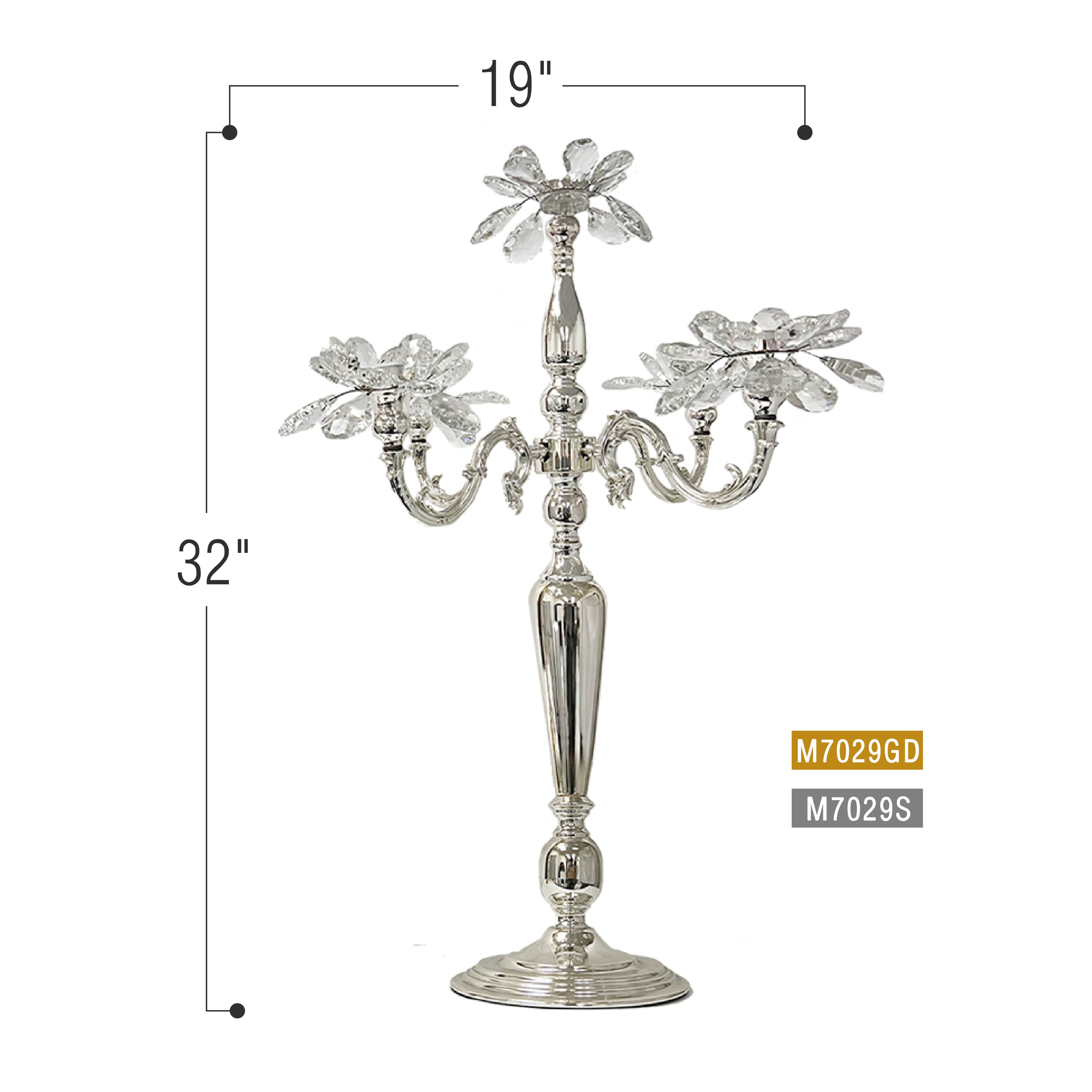 Galore Home Petal Candelabro Cristallo 5 Bracci Argento