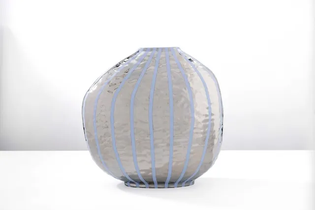 Ceramica Gatti 1928 Meteorite Berrettino vaso 40 cm platino