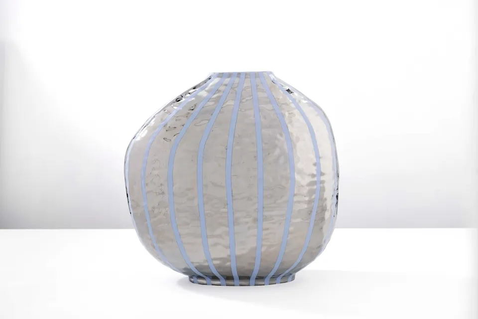 Ceramica Gatti 1928 Meteorite Berrettino vaso 40 cm platino