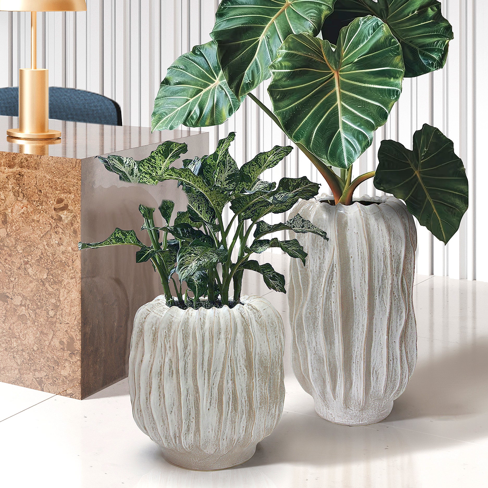 Galore Home Rippled Haven vaso ceramica grigio piccolo