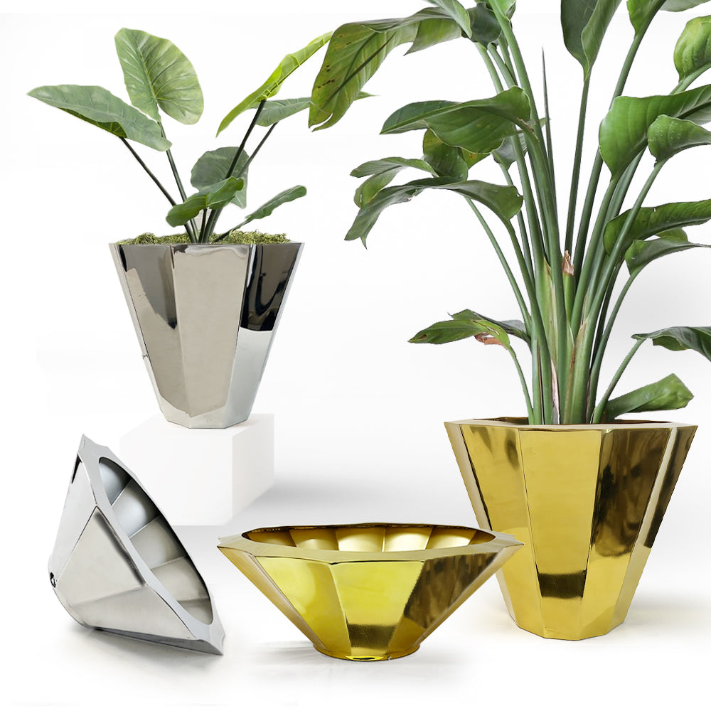 Galore Home Geometric fioriera bassa in alluminio oro
