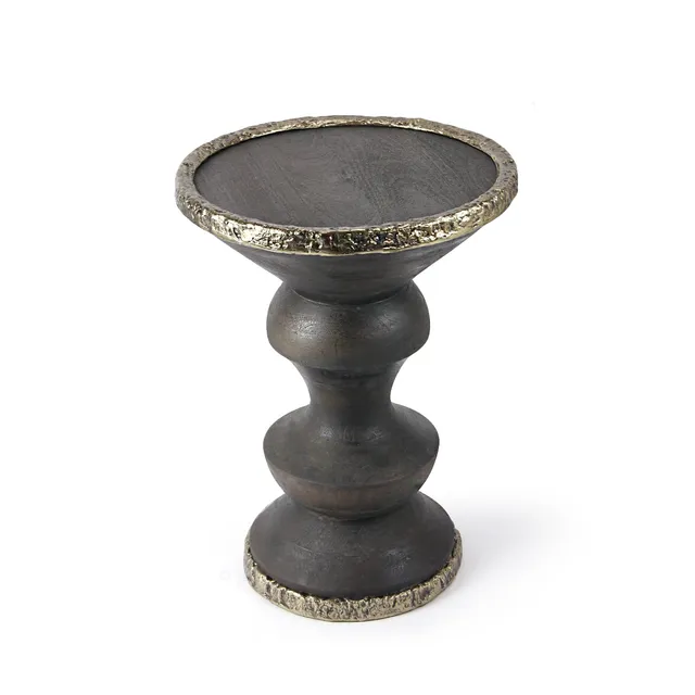 Galore Home Rustic Fusion End Table tavolino legno nero oro