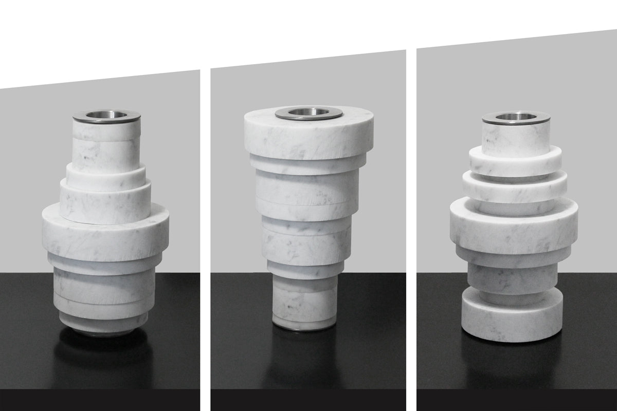 Cyrcus Design Anoi vaso anelli marmo Carrara componibile