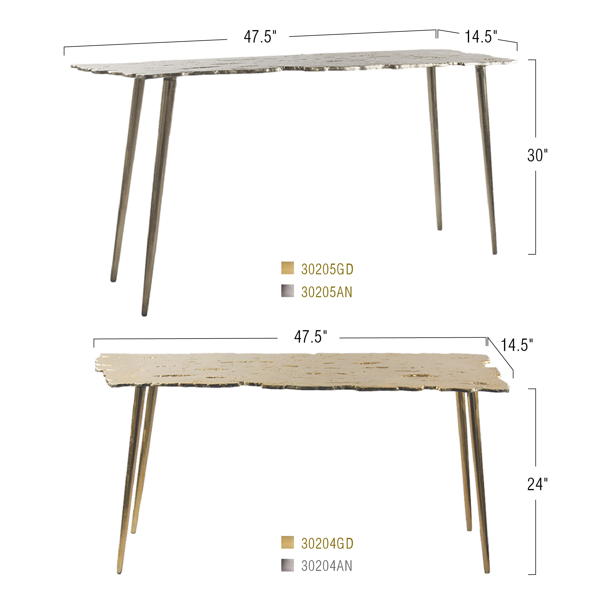 Galore Home Inferno consolle oro Large 30205 alluminio