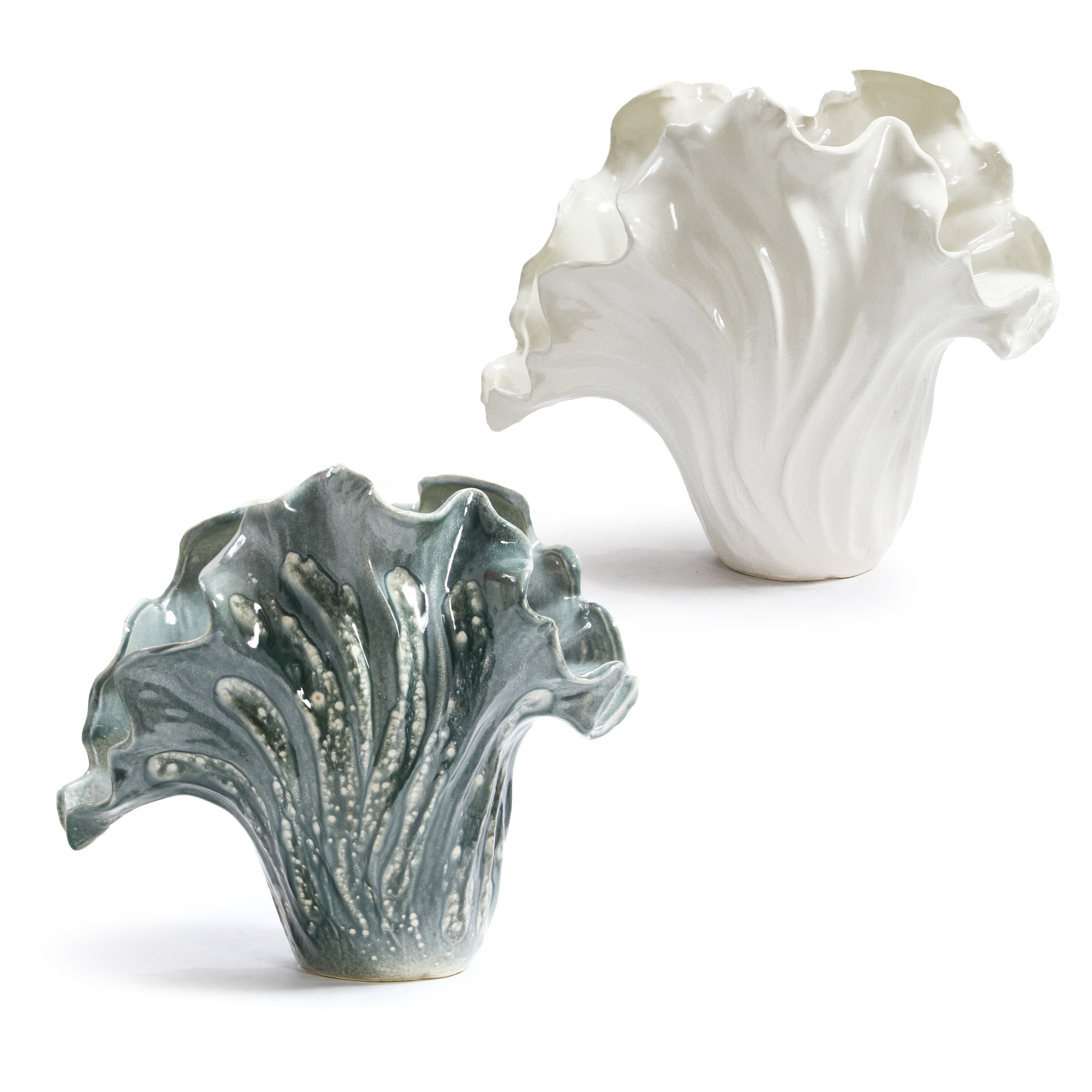 Galore Home Fanfold Blossom vaso ceramica grigio