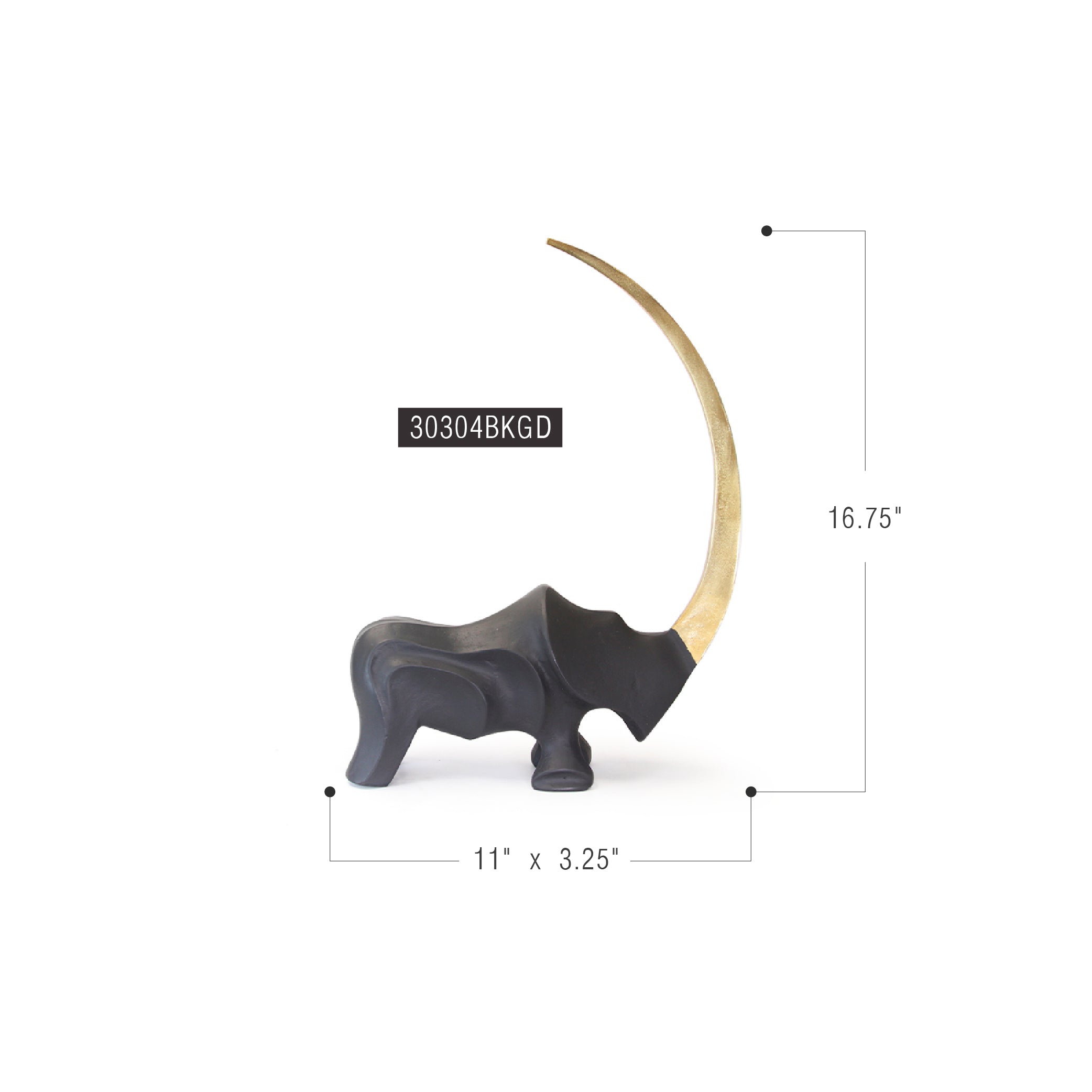 Galore Home Crescent Rhino Scultura Alluminio Large