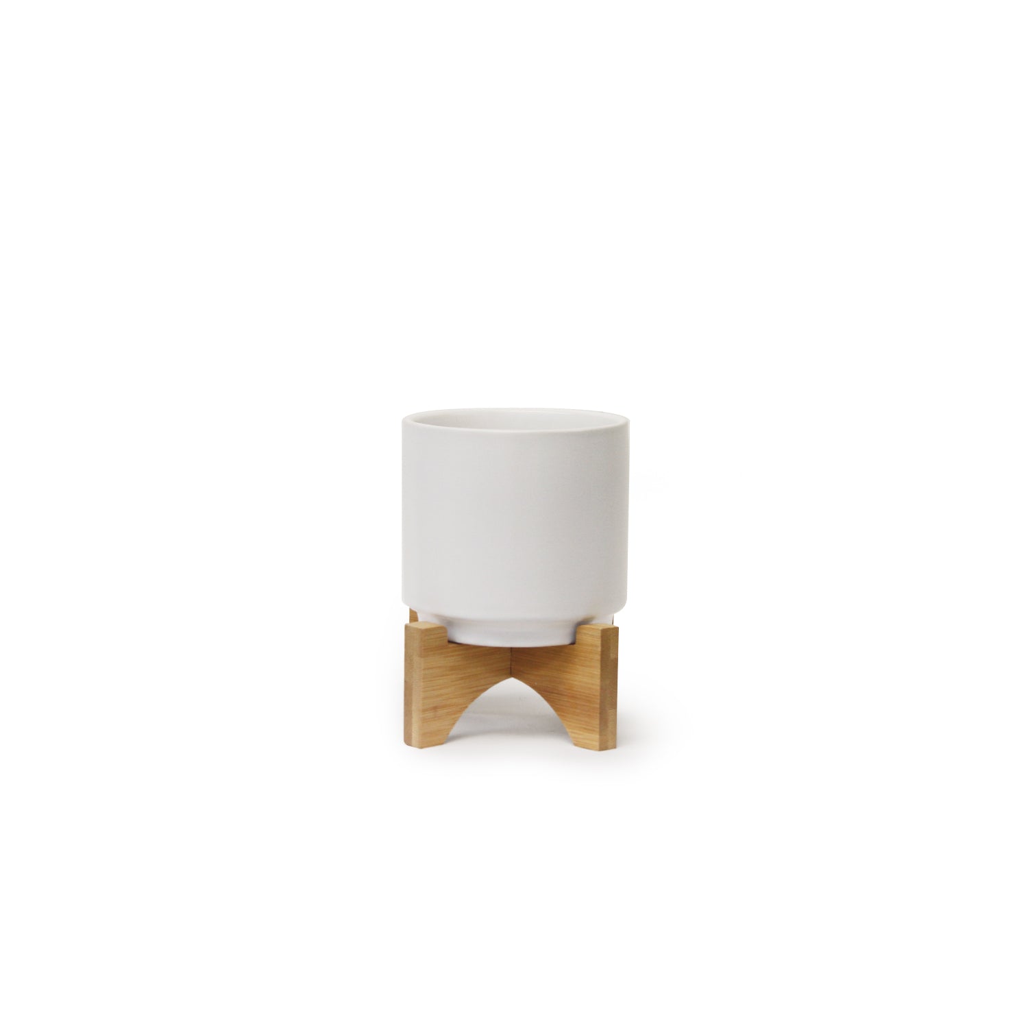 Galore Home vaso ceramica azzurra small con stand legno