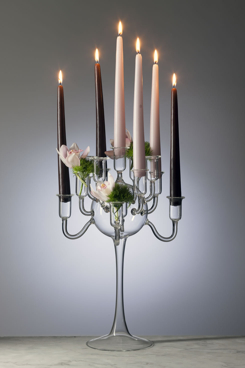 B&C 13 Fiamme candelabro vetro soffiato 40 cm