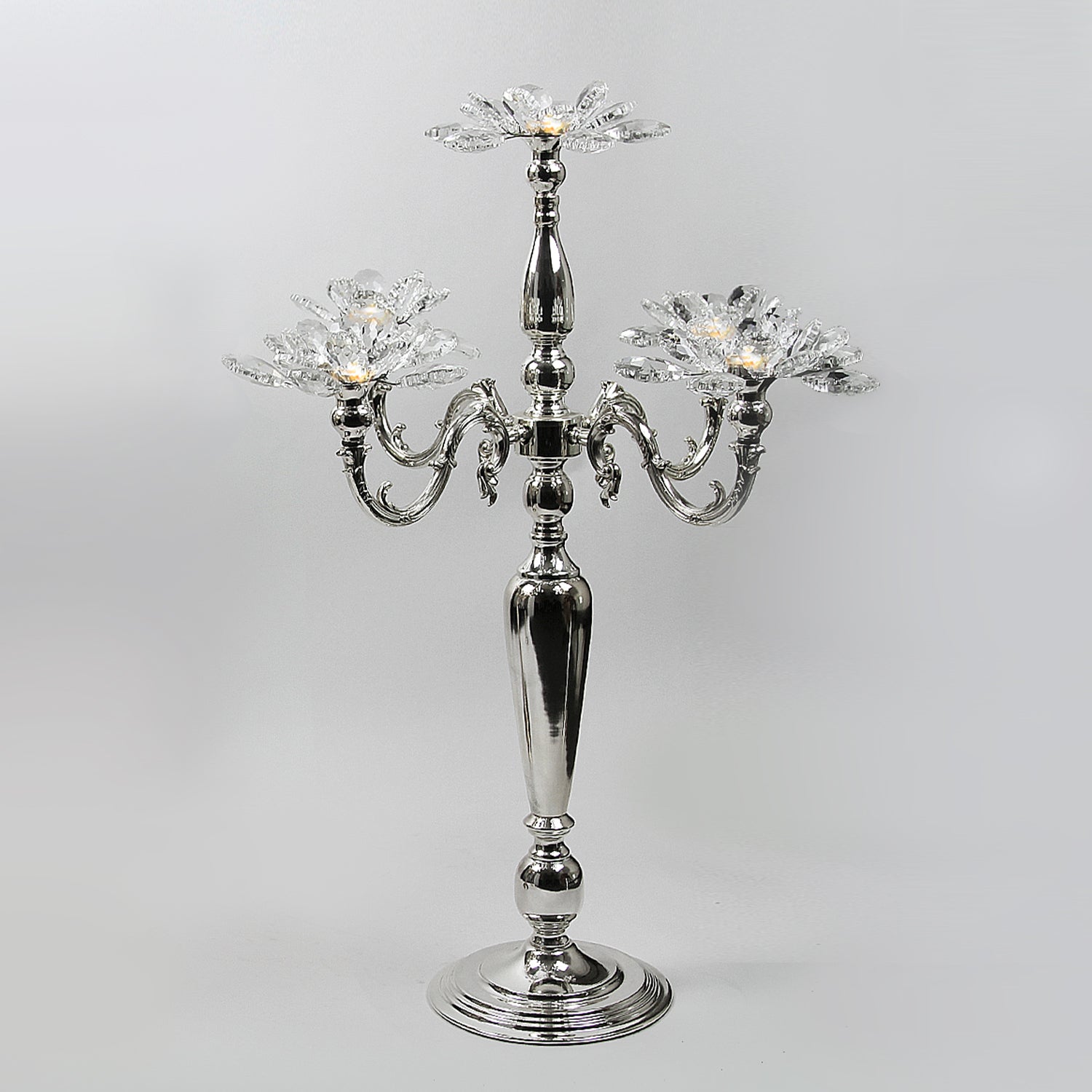 Galore Home Petal Candelabro Cristallo 5 Bracci Argento