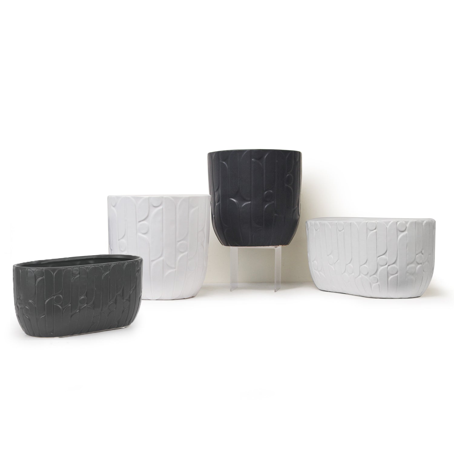 Galore Home Ridged vaso ceramica nero rigato