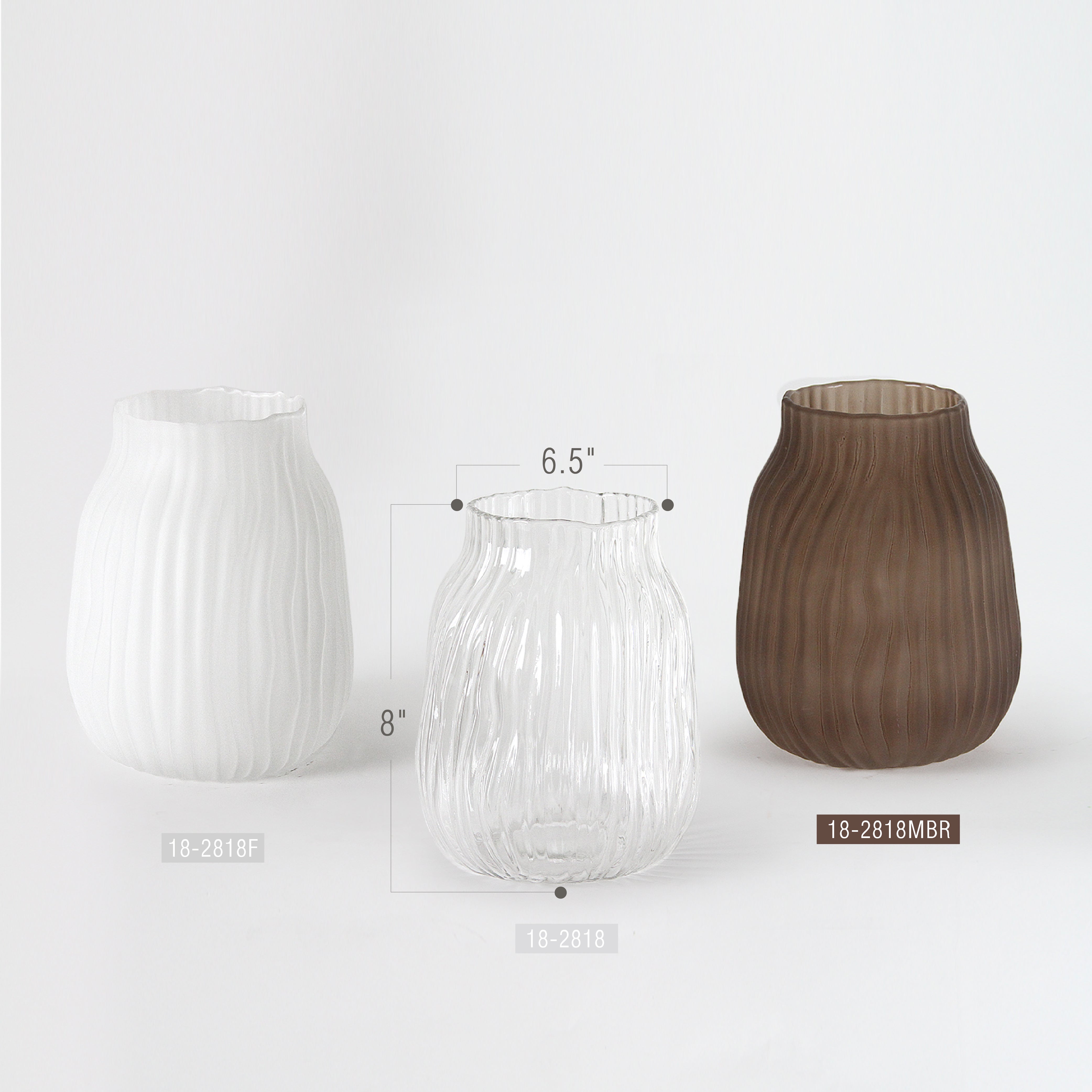 Galore Home Grain Striped vaso vetro Tall marrone opaco