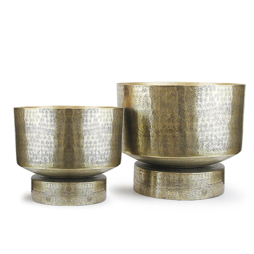 Galore Home Radiant fioriera in metallo oro set 2 pezzi martellato