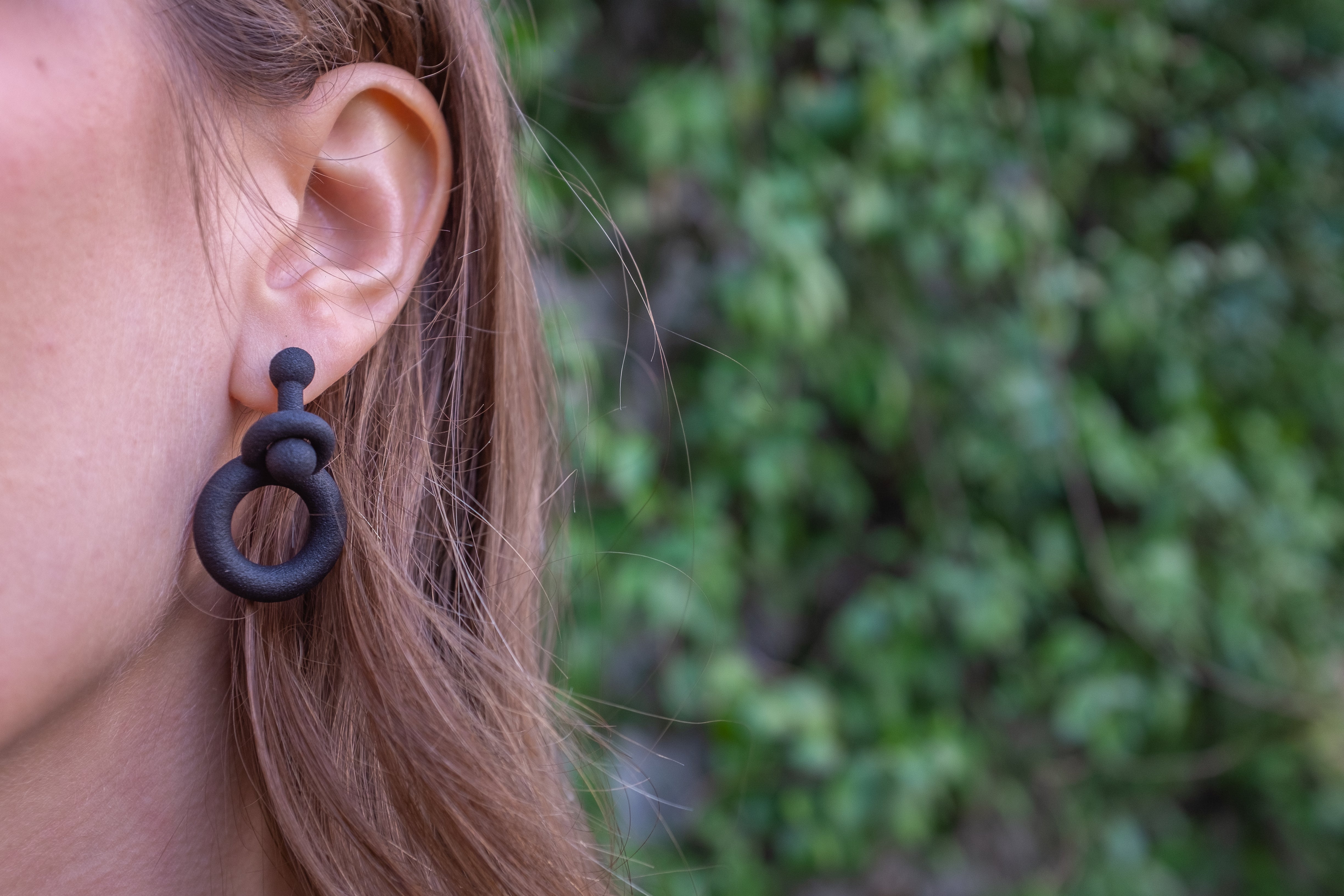 Cyrcus Design Molecular orecchini nylon nero stampa 3D