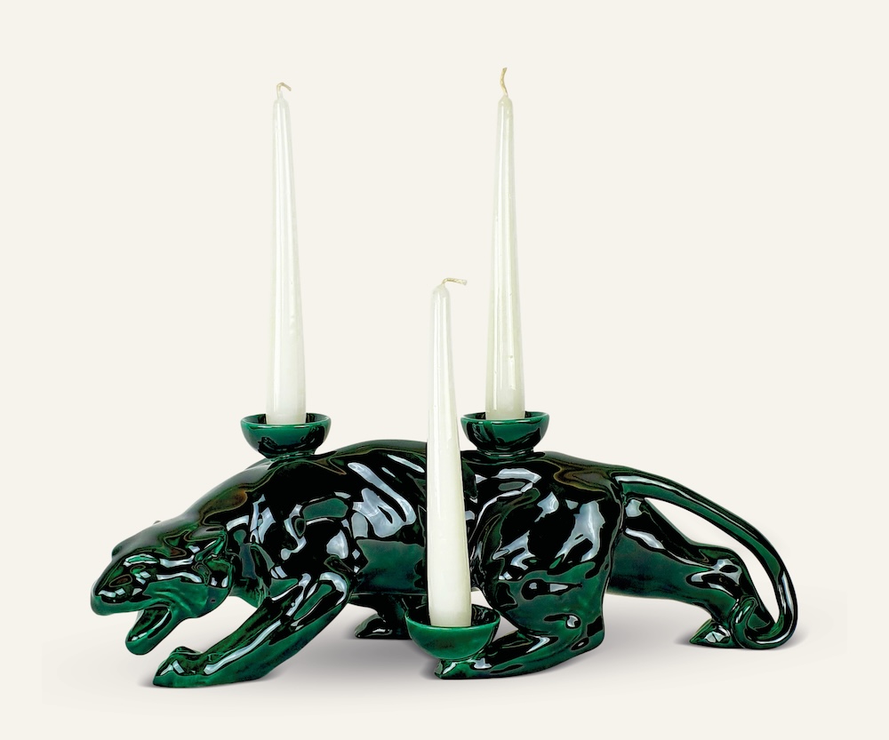 Ceramica Gatti 1928 Luce Selvaggia Pantera AC828 scultura multicolore