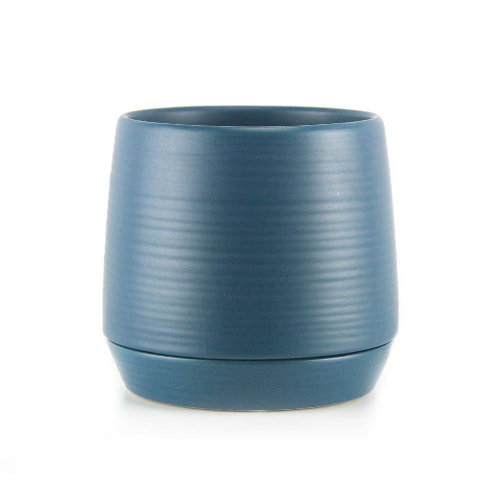 Galore Home Ripple vaso ceramica blu con sottovaso