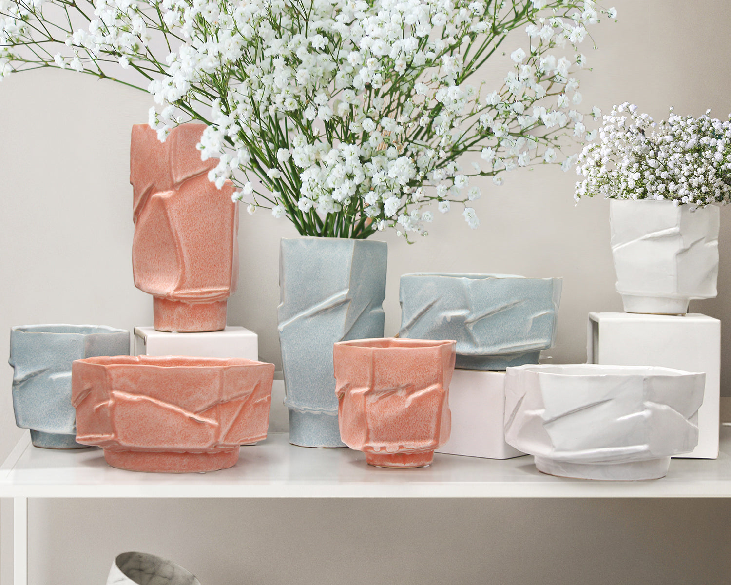 Galore Home Canyon vaso ceramica alto bianco lucido