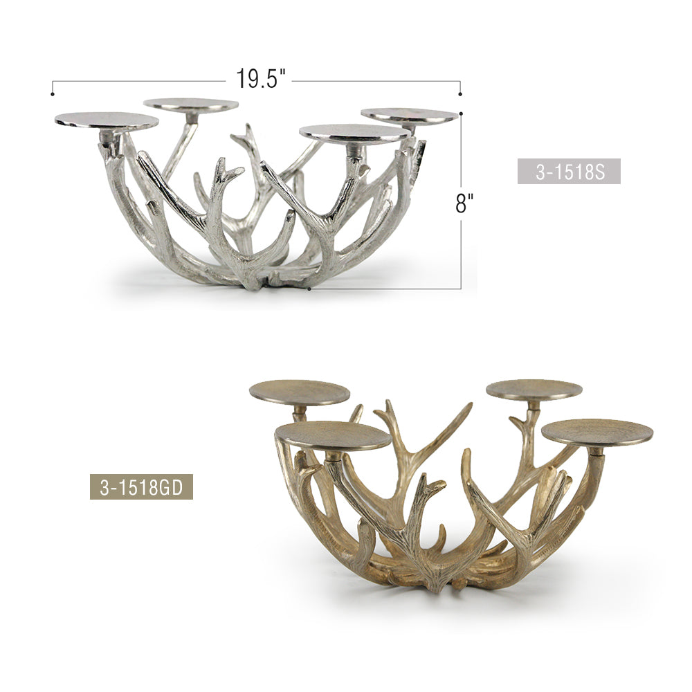 Galore Home Antler candelabro alluminio oro rami intrecciati