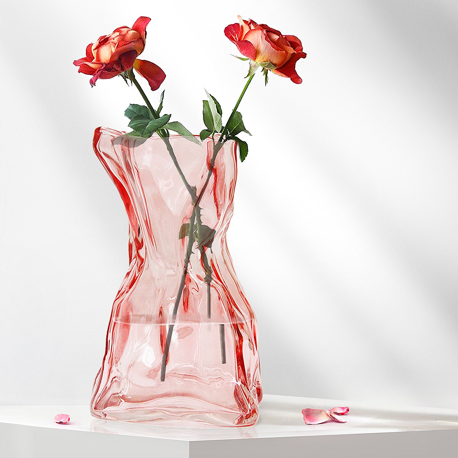 Galore Home Contemporary vaso in vetro trasparente 22 cm