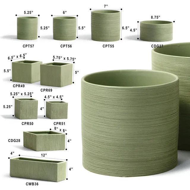 Galore Home Etched Green Portavaso Cubo Verde CPR49 14 cm