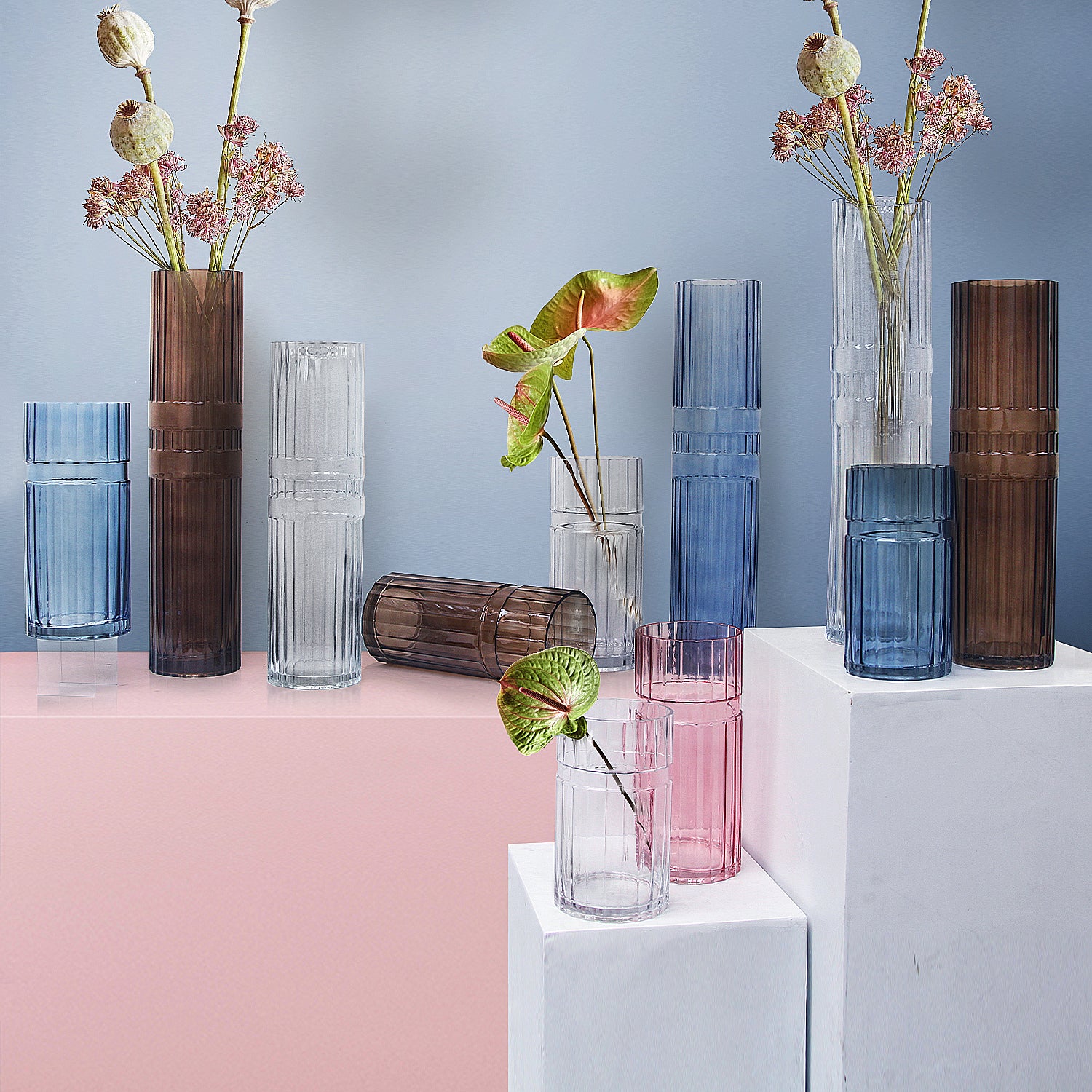 Galore Home Tiered vaso vetro trasparente piccolo