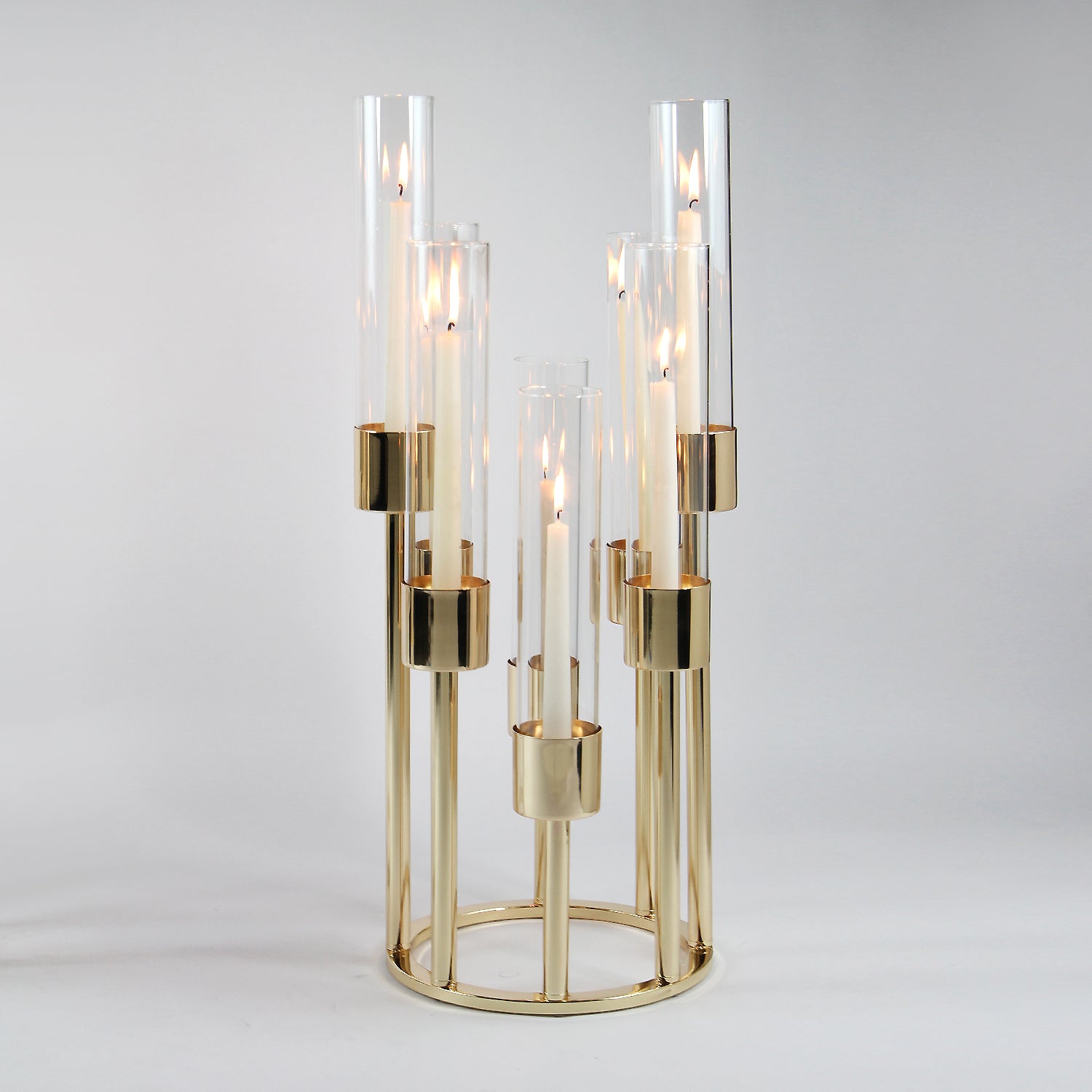 Galore Home Aura Octet candelabro oro 8 fiamme con vetri