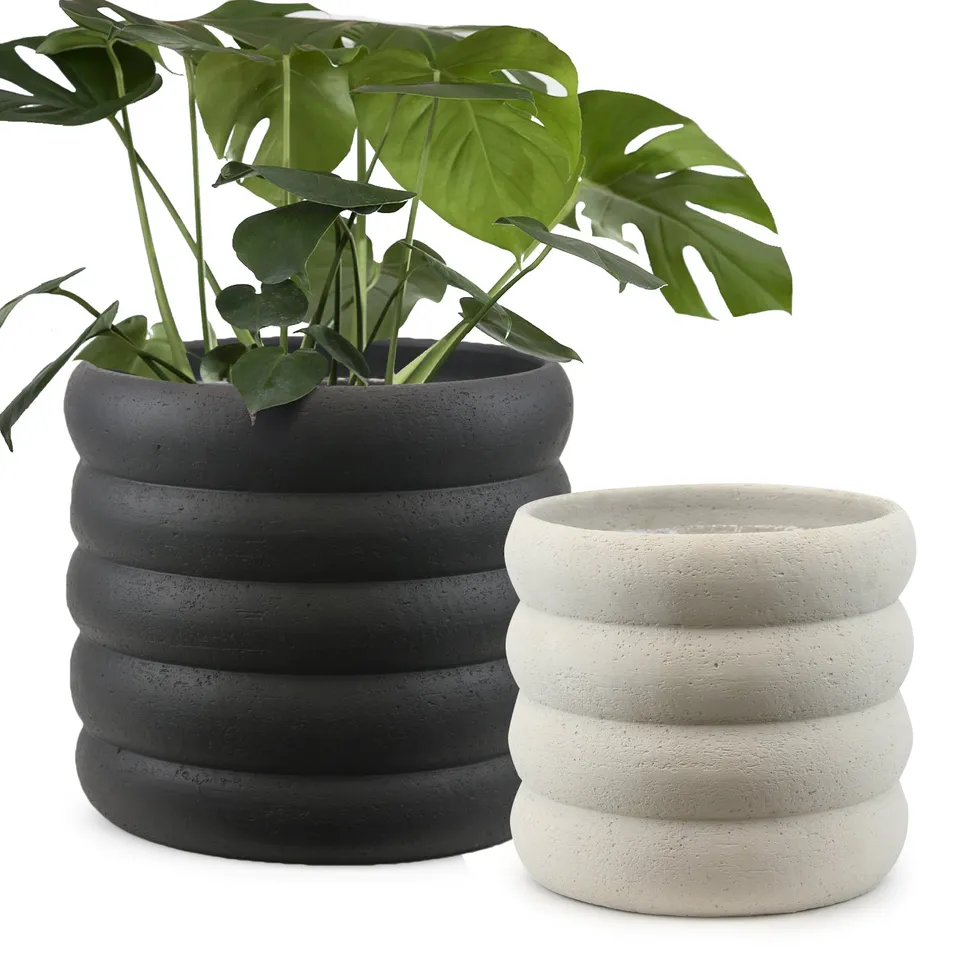 Galore Home Rounded Terra cachepot grande nero cemento