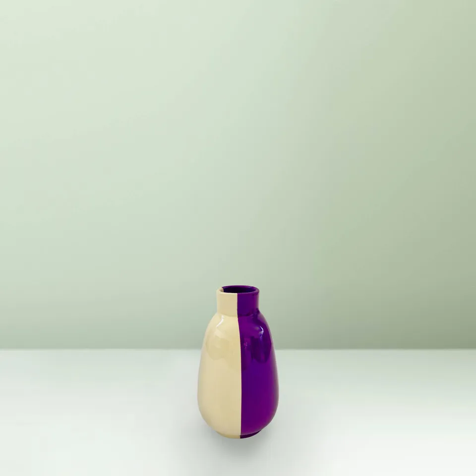 Ceramica Gatti 1928 Motor Valley MV26 vaso ceramica giallo viola