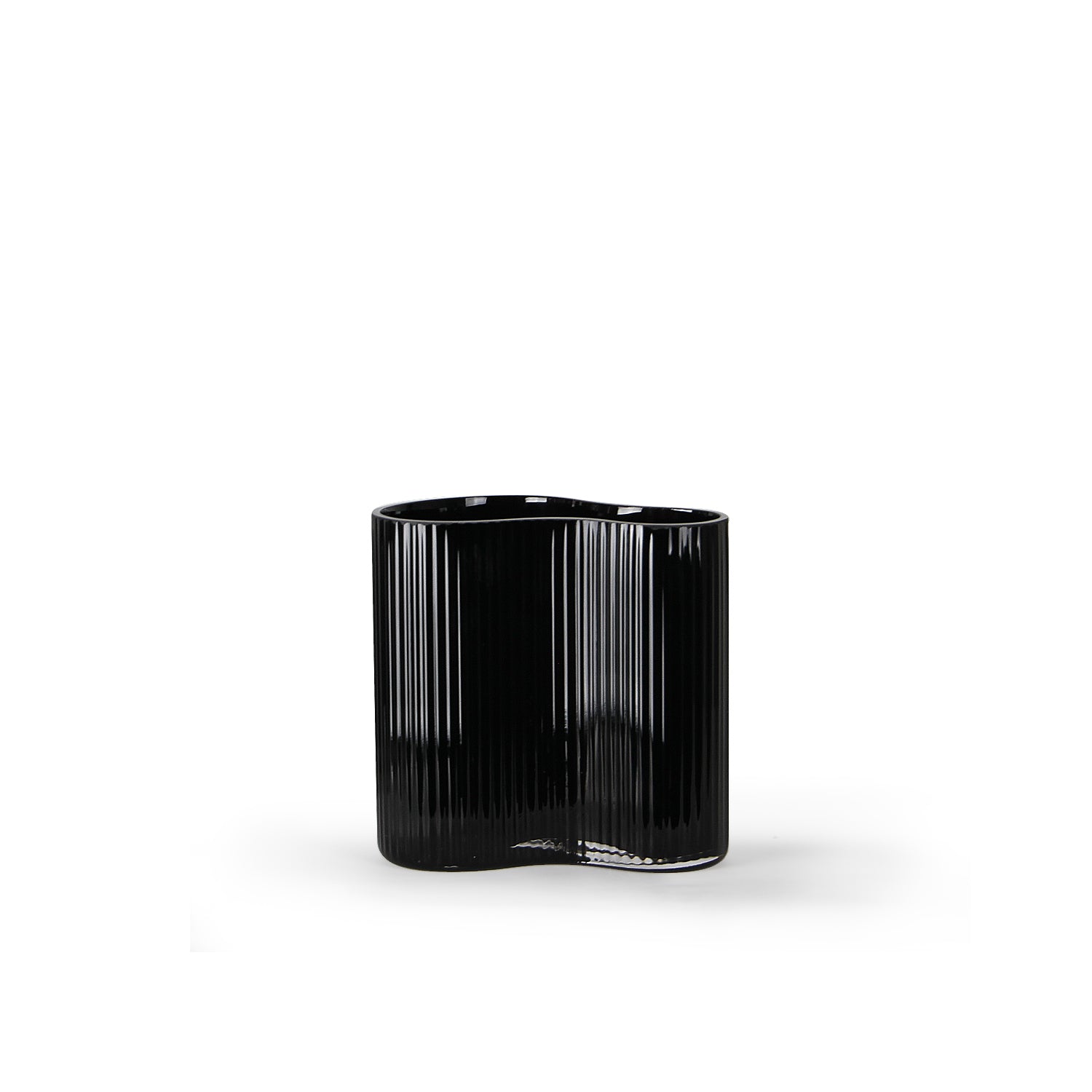 Galore Home Wavy Ribbed Small vaso vetro nero