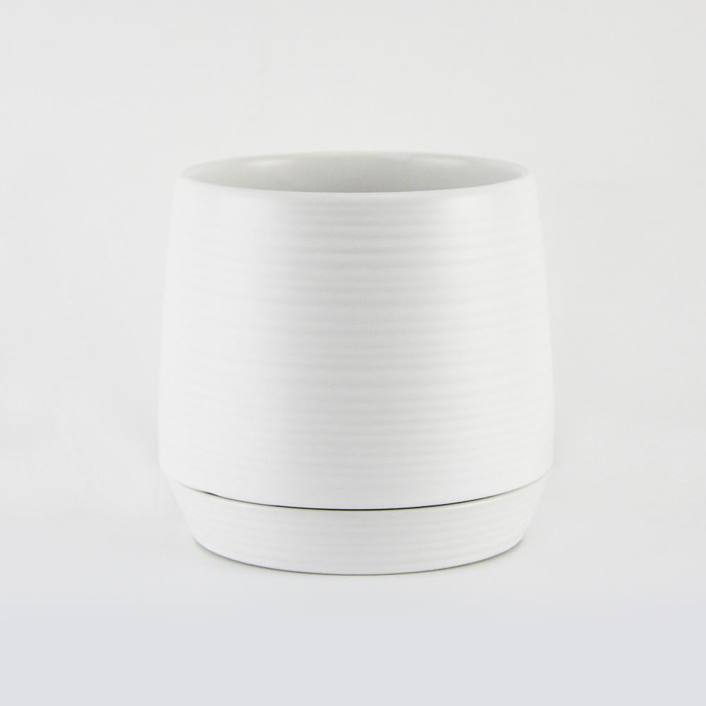 Galore Home Ripple vaso ceramica blu con sottovaso