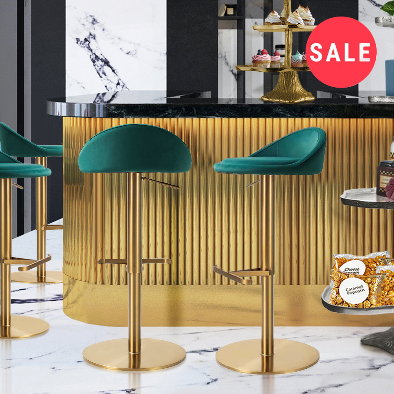 Galore Home Eclipse sgabello bar blu velluto