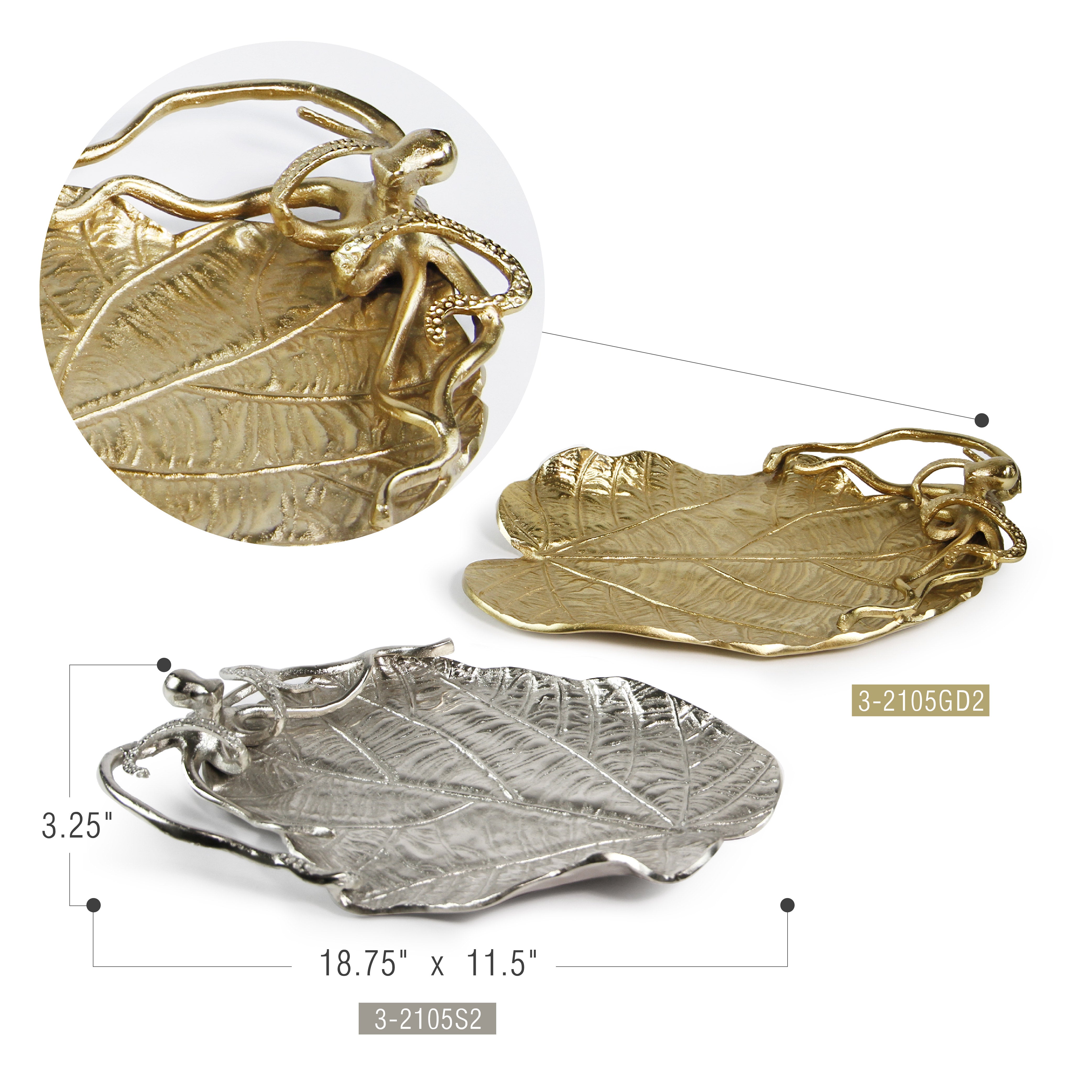 Galore Home Kraken's Embrace vassoio alluminio argento 47 cm