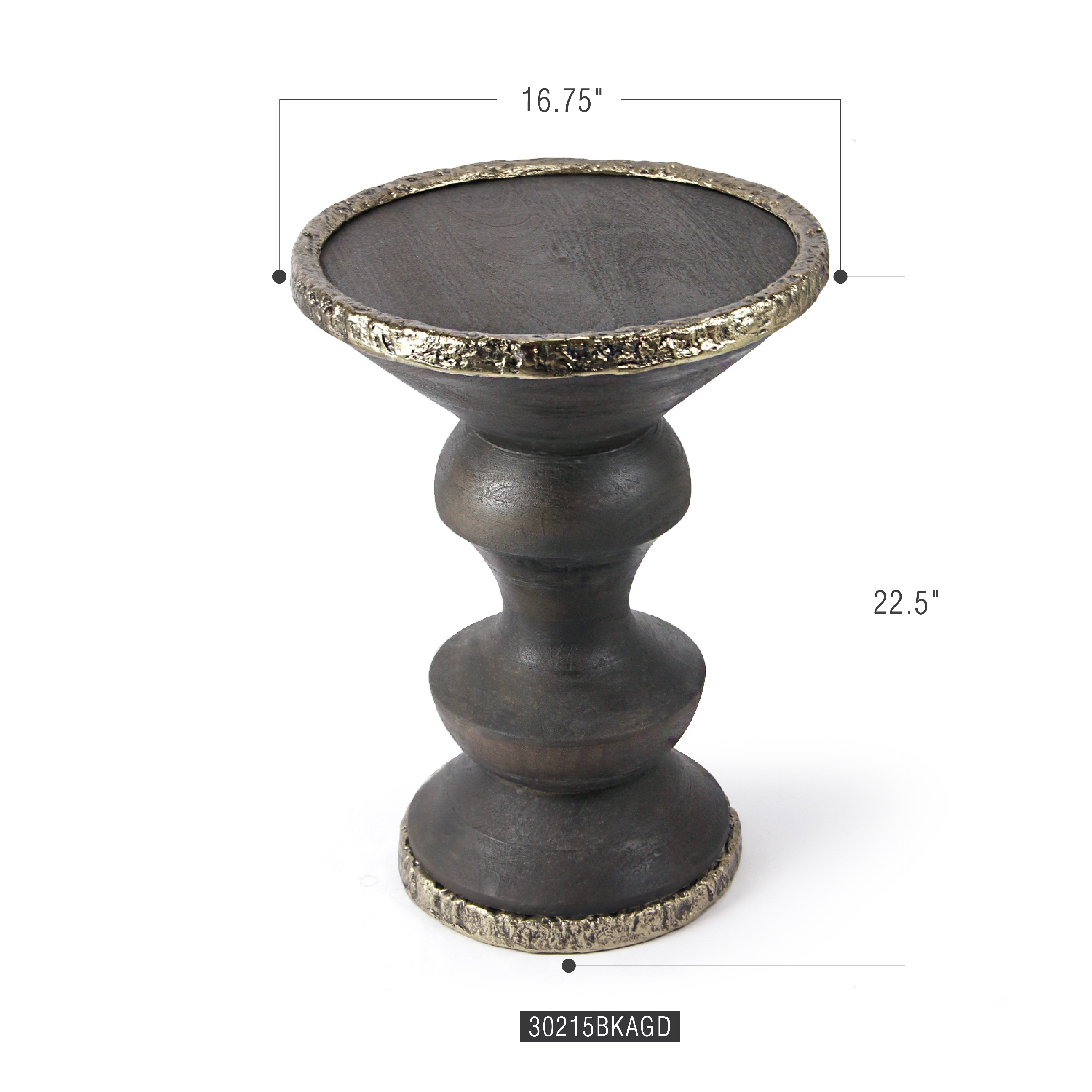 Galore Home Rustic Fusion End Table tavolino legno nero oro