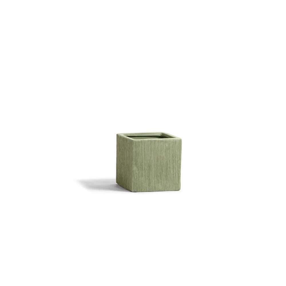 Galore Home Etched Green Portavaso Cubo Verde CPR49 14 cm