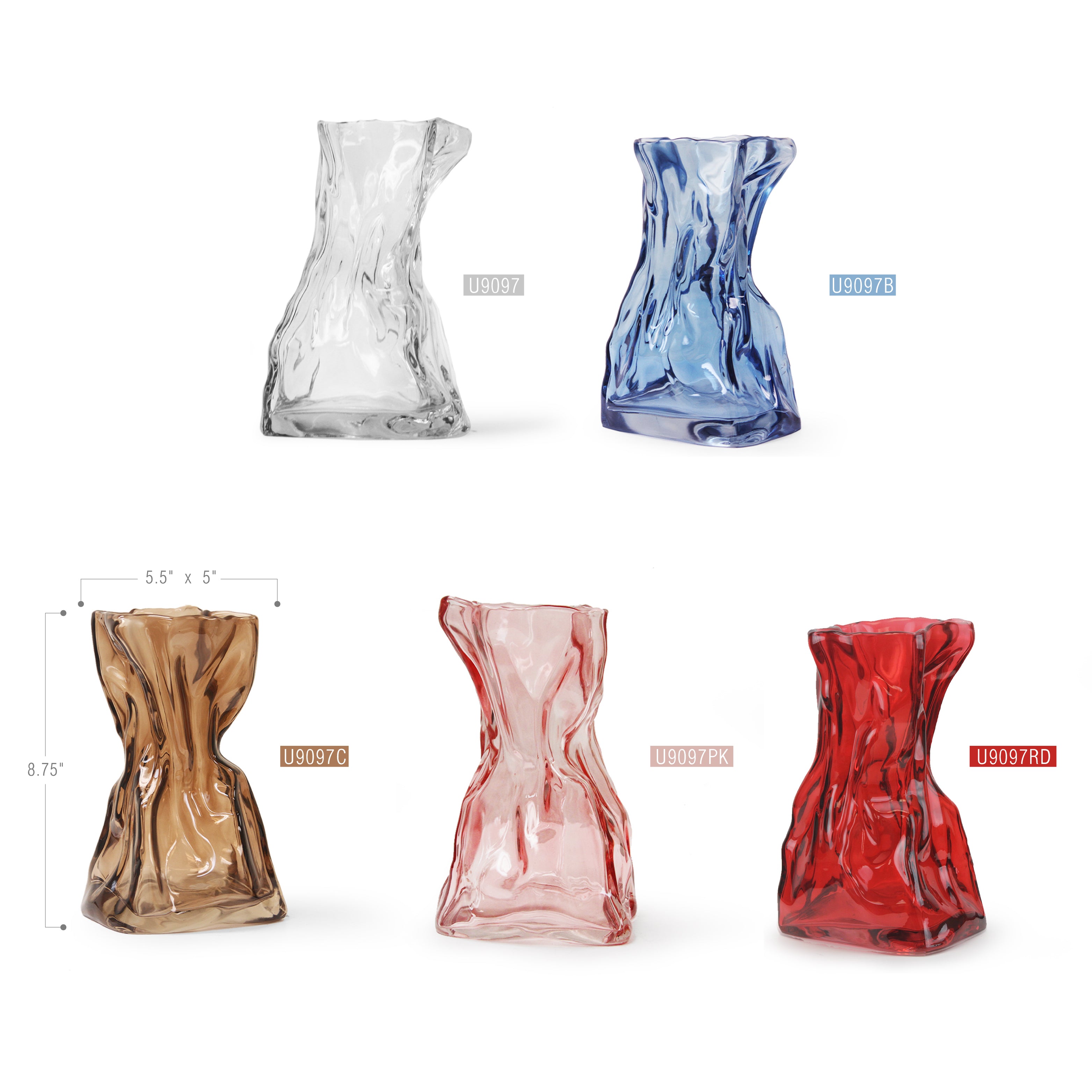 Galore Home Contemporary vaso in vetro trasparente 22 cm