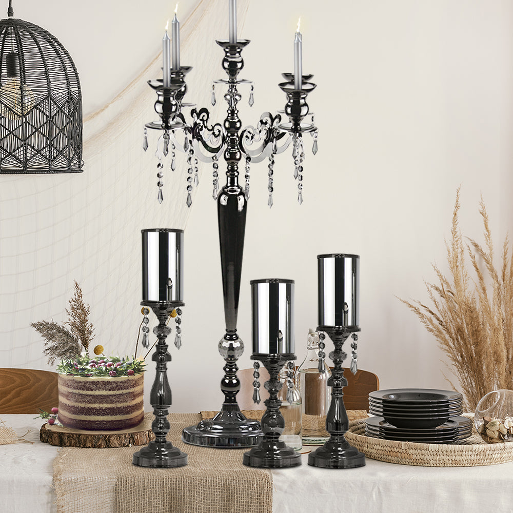 Galore Home Black Crystal portacandele grande nero