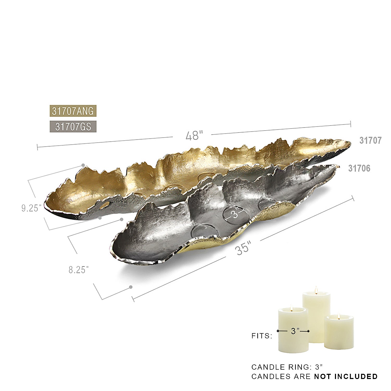 Galore Home Glacial 31706 Vassoio Oro Small