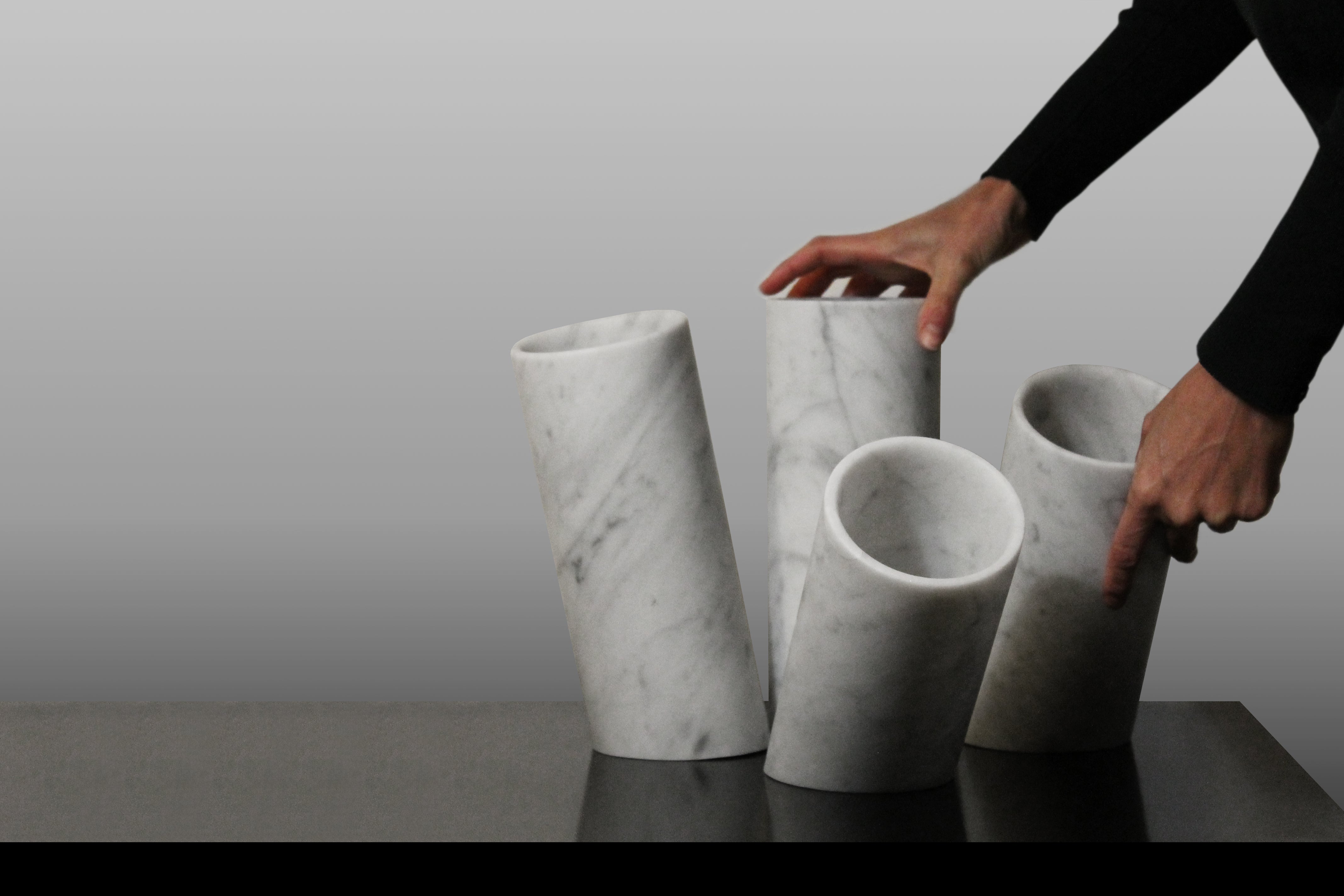 Cyrcus Design In-Equilibrio scultura marmo bianco Carrara