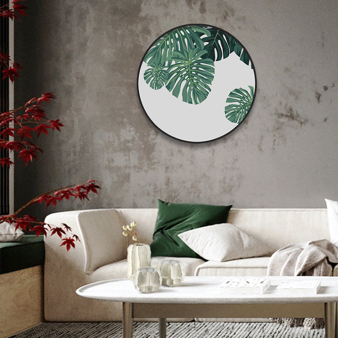 Galore Home Monstera Leaf quadro rotondo foglia verde