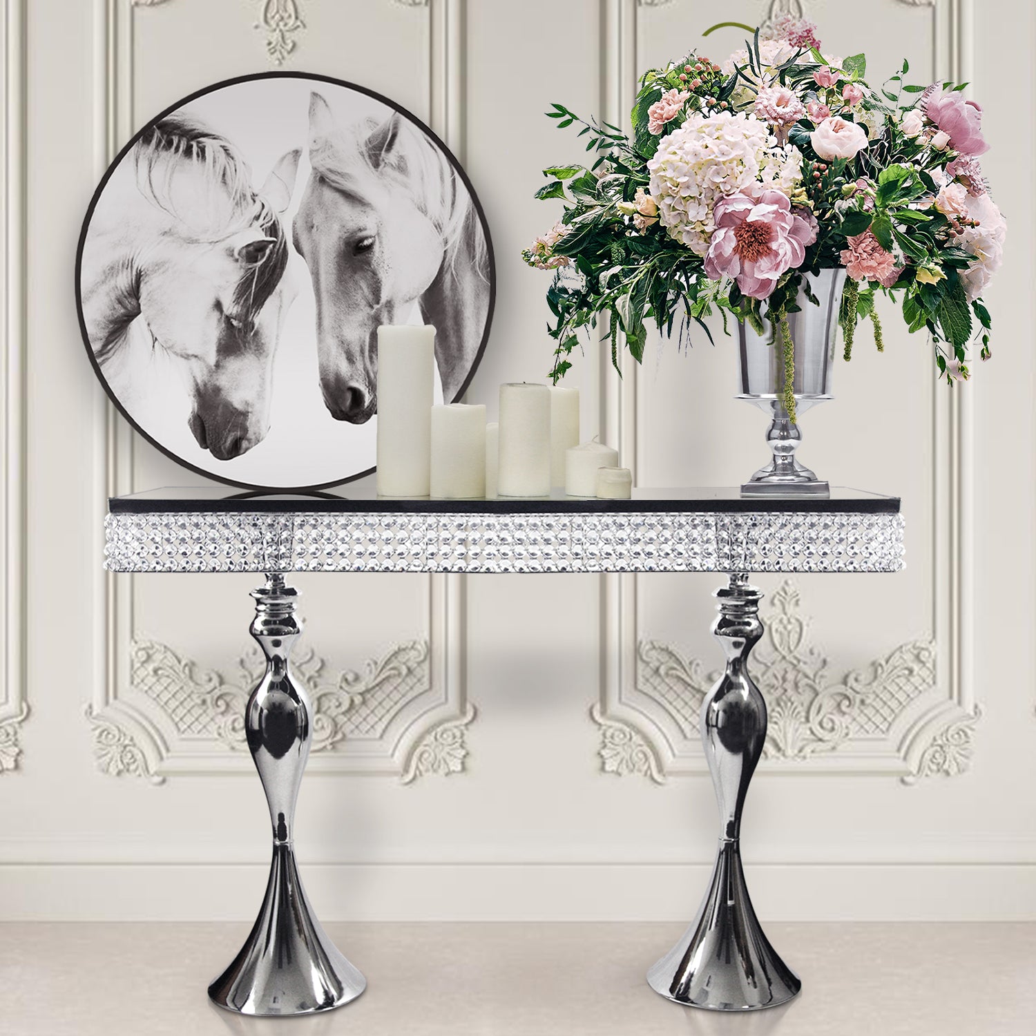 Galore Home Crystal Console Table consolle specchiata