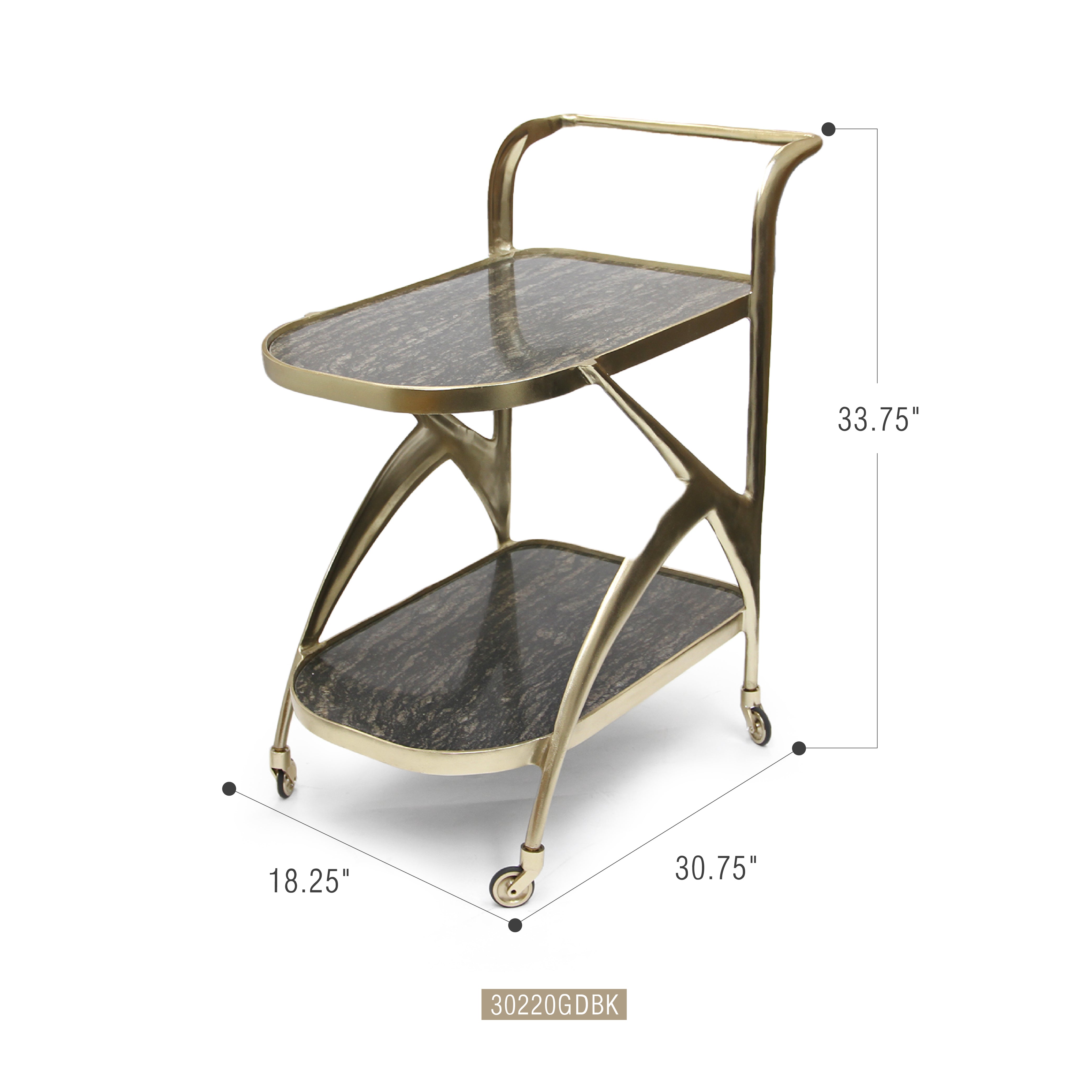 Galore Home Midnight Pour carrello bar marmo nero